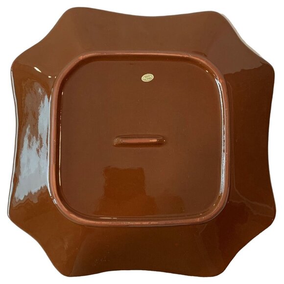 Red Plate Apple and Pear Texture Outline Design Serving Pottery 11 in X 11 in - Picture 2 of 11